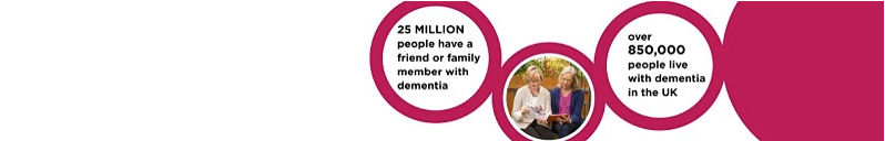 join dementia research graphic showing the following information: 25 million people have a friend or family member with dementia. Over 850,00 people live with dementia in the UK