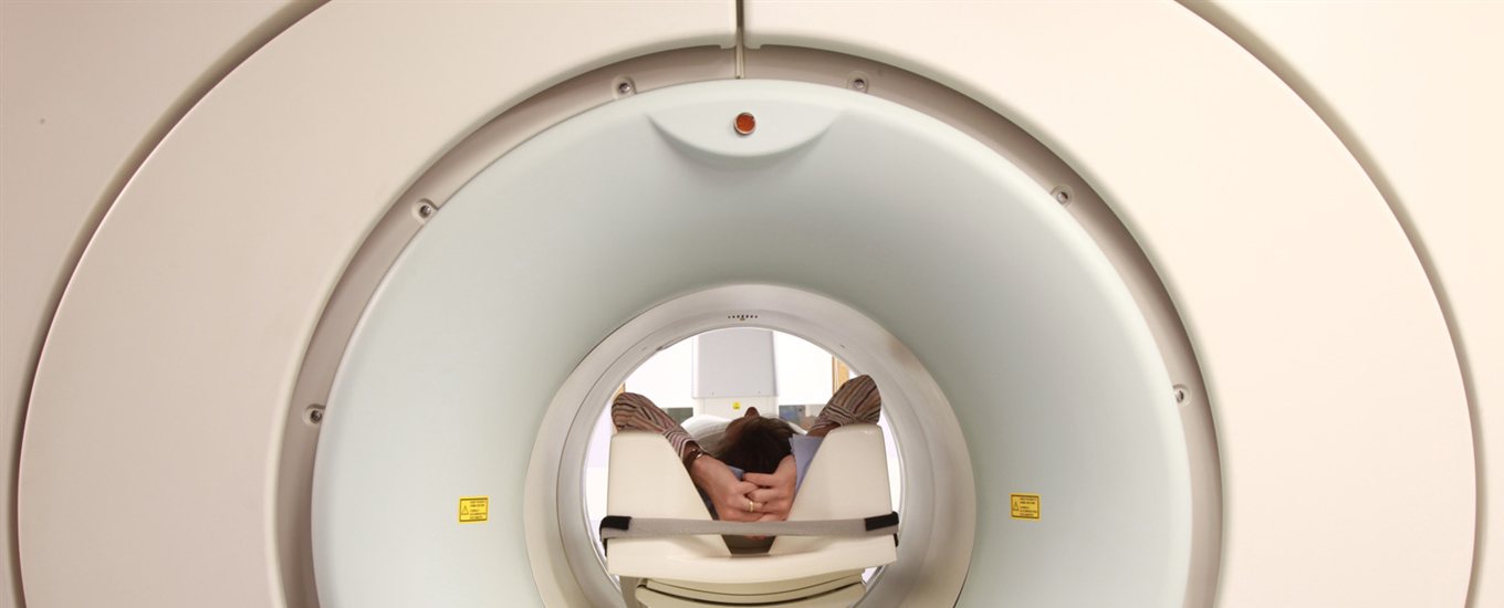 Someone inside an MRI scanner