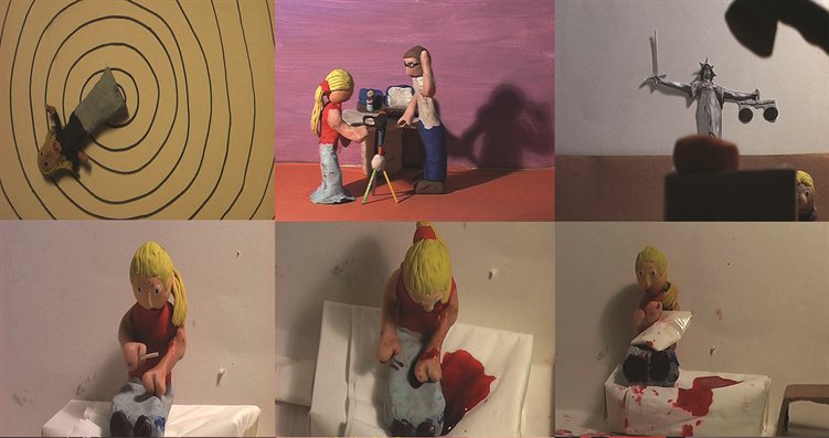 still images of various scenes from 'voices from behind the fence' showing the main protagonist in a range of situations