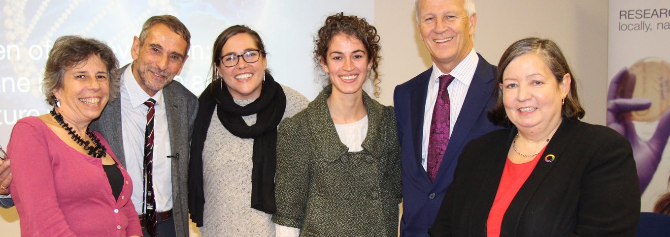 Prof John Harris poses with BSMS colleagues including Dean of BSMS, Prof Malcolm Reed