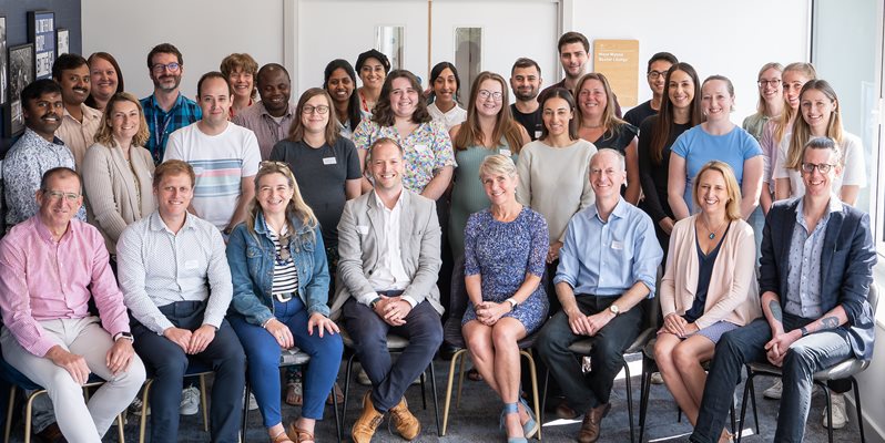 A group photo showing the haematology research group from BSMS and the University of Sussex