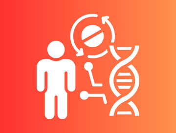 A colourful banner with a white graphic to represent research and engagement