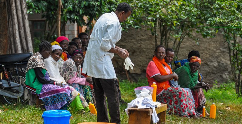 A doctor treating podoconiosis in Ethiopia