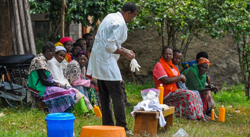 A doctor treating podoconiosis in Ethiopia