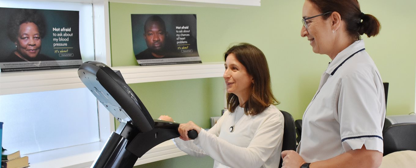 Woman on an exercise machine