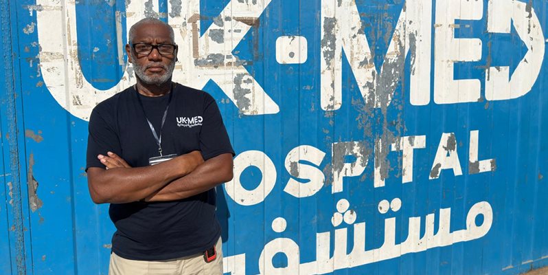 Prof Martin Griffiths pictured on a humanitarian mission in Gaza