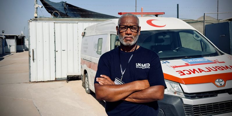 Prof Martin Griffiths pictured on a humanitarian mission in Gaza