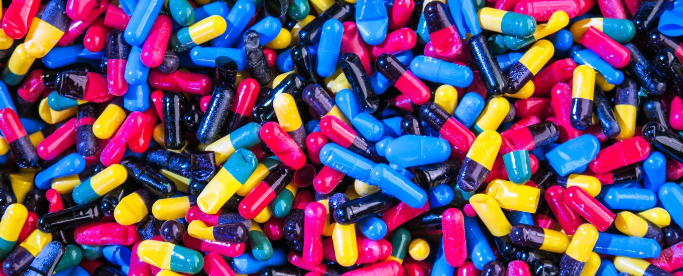 Large number of colourful capsules