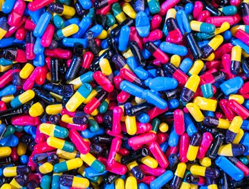 Large number of colourful capsules