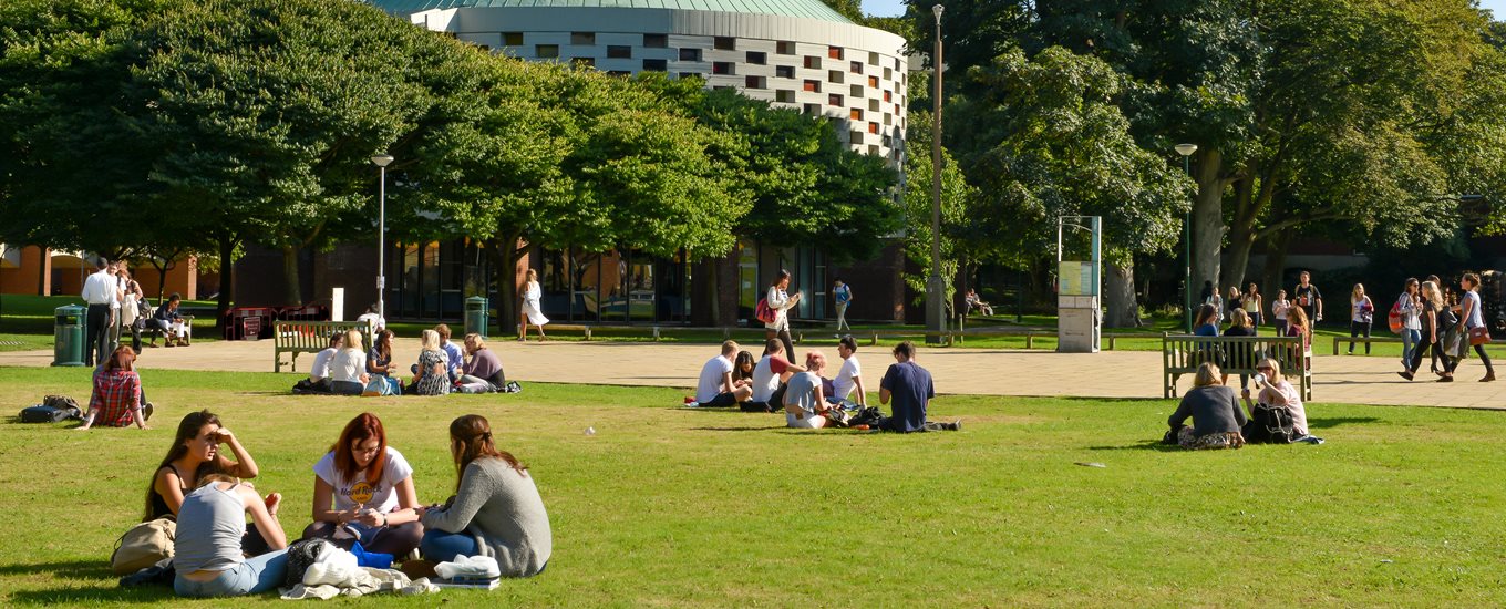Students sitting on university campus