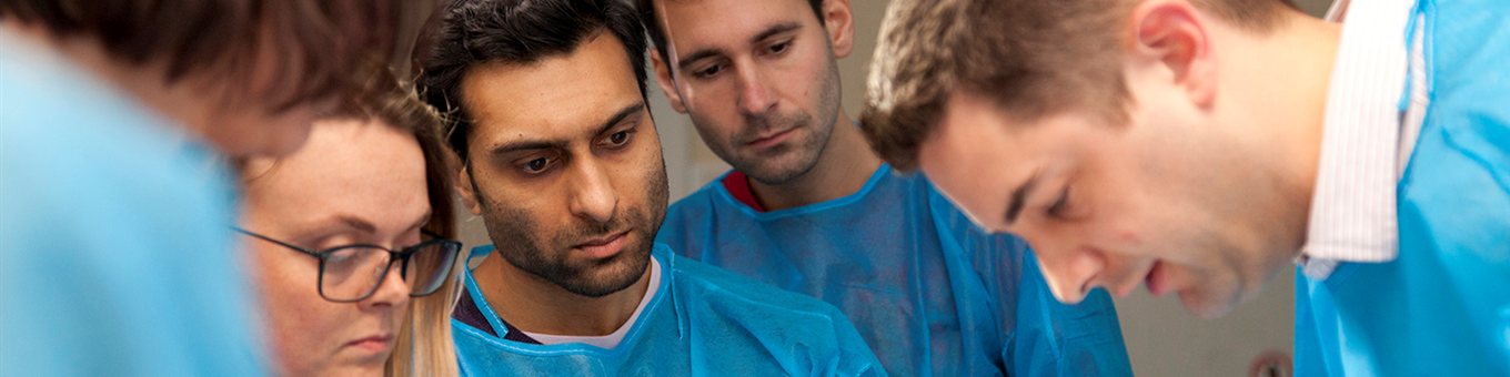 medical students in scrubs