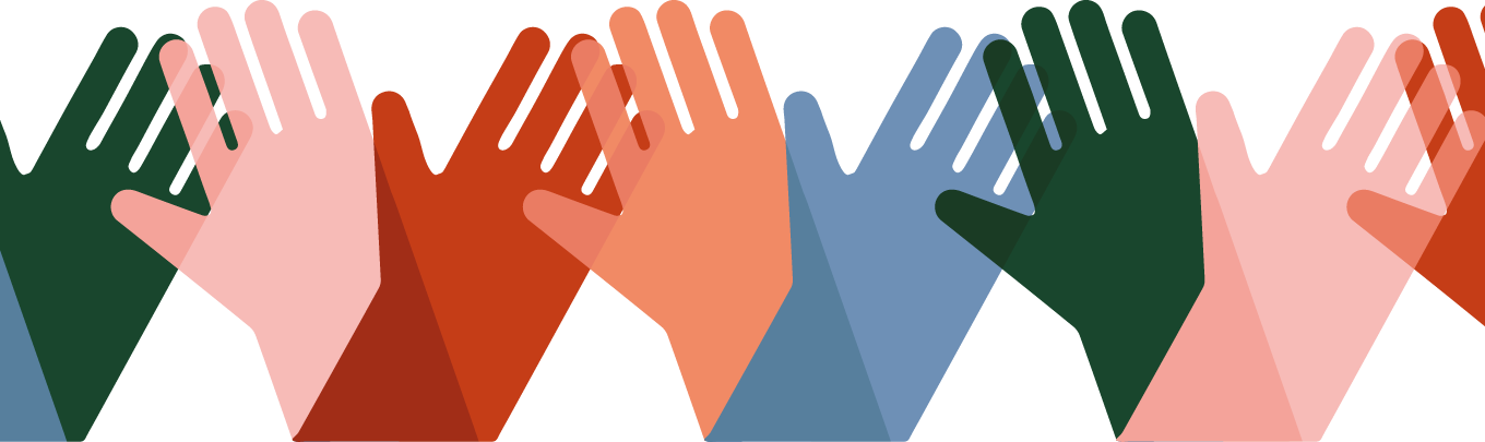 illustration showing different coloured hands interlocking