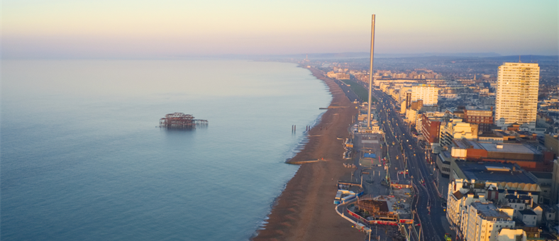 Landscape shot of Brighton seafront