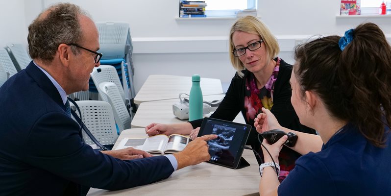 The Lord Lieutenant of East Sussex with staff and students in the BSMS Anatomy Suite