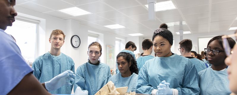 BSMS students in the anatomy suite