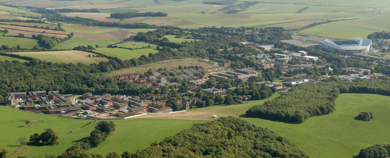 An aerial photo of Falmer campus where BSMS is based