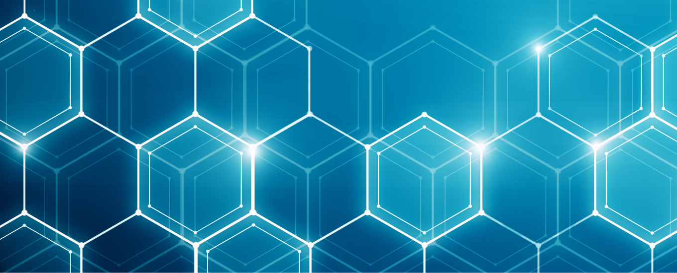 Hexagons in different shades of blue