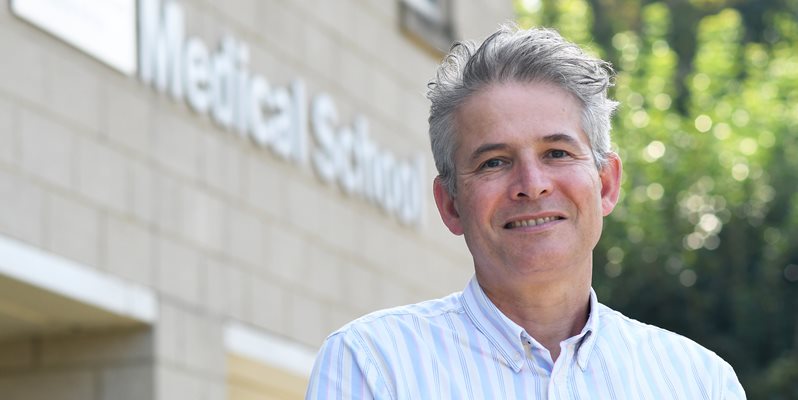 Prof Richard McManus, Dean of BSMS, outside the teaching building on the Sussex campus