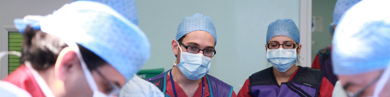 Two students observe a surgery